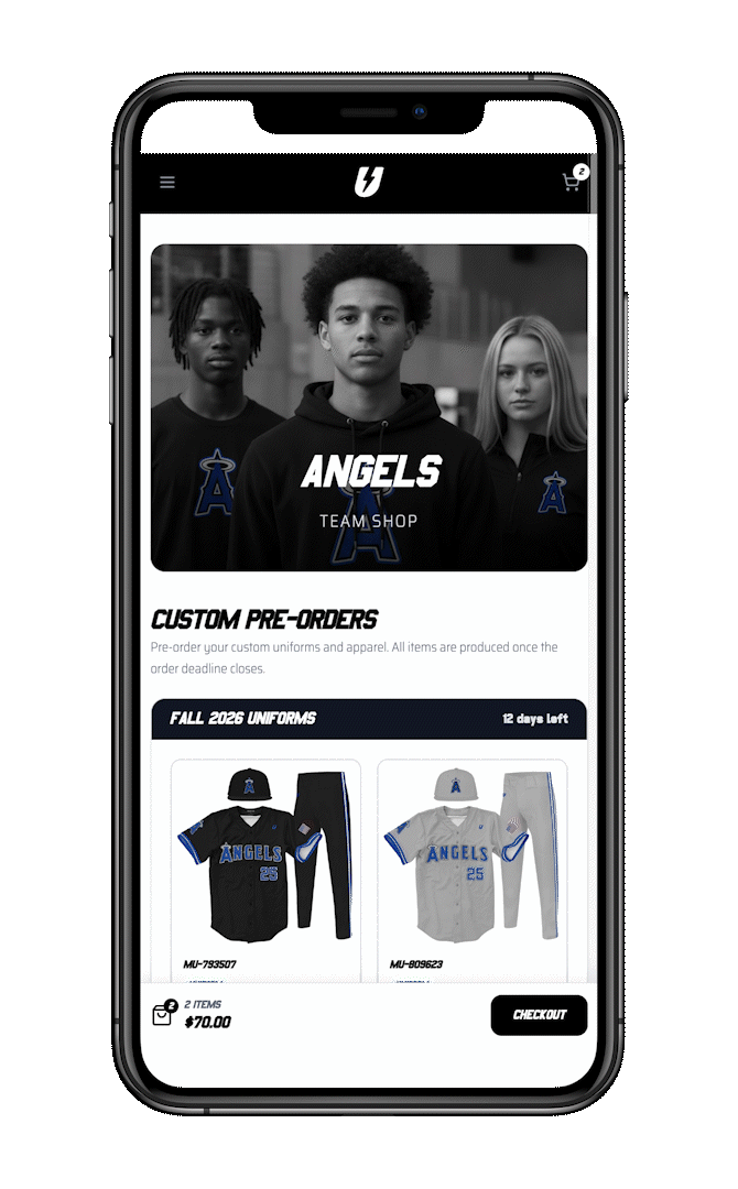 Team Shop on mobile